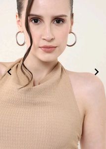 Shein Halter Tie-Up Neck Textured Top With Skirt