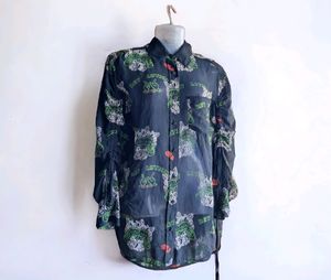 Imported China Printed Black Shirt