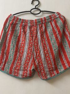 Patterned Red Shorts