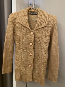 Long Collared Front Open Woollen Sweater