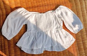 White Peplum Top