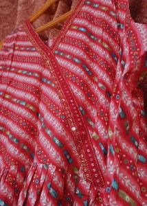 Long Anarkali Kurti With Three quarter Sleeves