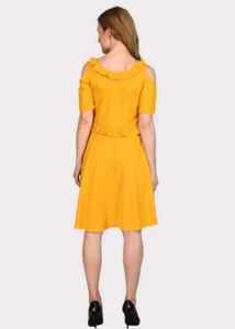 Base 41 Women Fit And Flare Yellow Knee Length