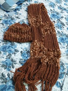 Woolen Muffler And Cap Set For Women