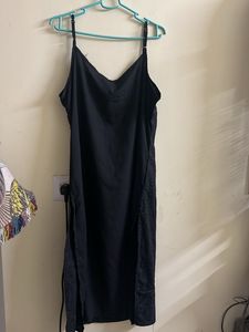 Sleeveless Black Kurta with Noodle Straps