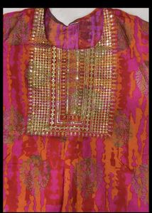 Elegant Pink &amp; Gold Kurta(L)