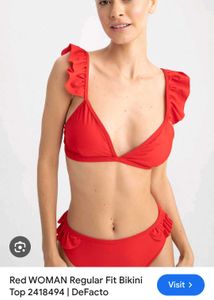 Red Ruffle Bikini Set