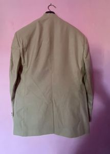 Beige Mandarin Collar Blazer