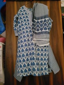 Blue &amp; White Print Kurti