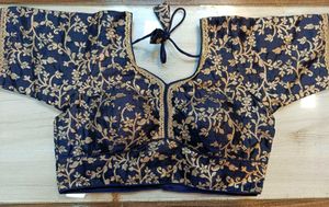 Elegant Blue & Gold Blouse