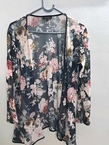 Floral Print See-Through Cardigan
