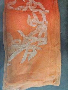 Dual shade Orange Embellished Net saree