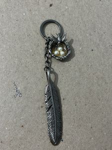 Bird Feather Metal Keyring
