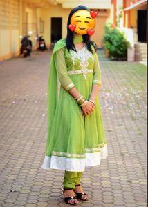 SHEEN GREEN CHURIDAR SET
