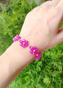 Pink Crystal Floral Bracelet