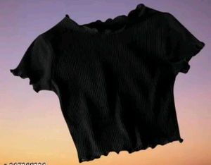 Ruffled Black Crop Top