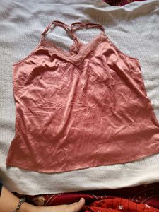 Satin Lace Trim Night Top