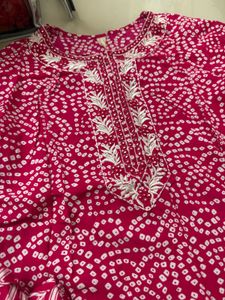 Pink Bandhani Kurta Set