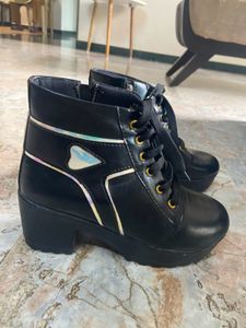 Black Ankle Boots - Lace-Up