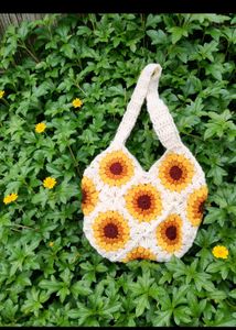 Sunflower Crochet Tote Bag