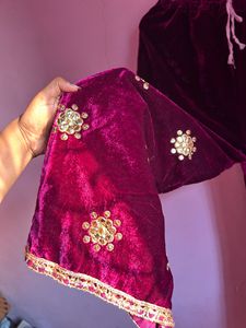 Purple Velvet Kurta Set