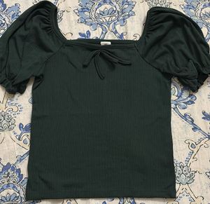 Green Puff Sleeve Top