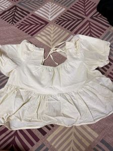 Cream Ruffle Detail Top