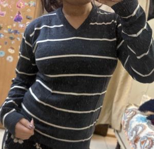 Striped V-Neck Sweater