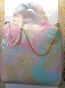 Pastel Plush Handbag with Teddy