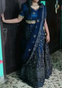 Elegant Blue Embroidered Lehenga Choli