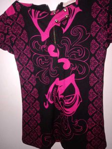 Pink &amp; Black Pattern Top