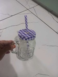 Mason Jar with Lid & Straw