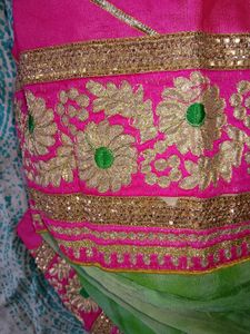 Green Embroidered Boho Skirt