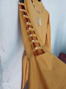 Pearl Design Flared Dress✨🧡