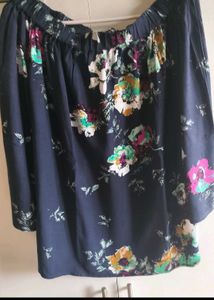 Navy Blue Floral Top Women.