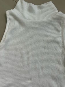 White Ribbed High Neck Crop Top - FREE SHIPPING!!