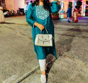 Teal Embroidered Kurta Set