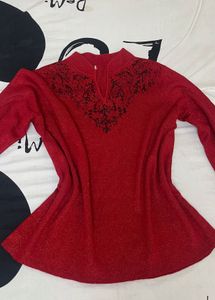 Vintage Red Embellished Top