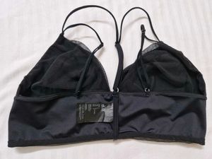 Black Mesh Bralette  L