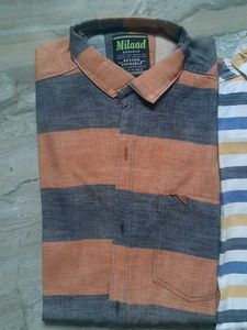 Stripped Branded Shirt Combo Size XL M SET