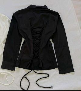 Black Lace-Up Top