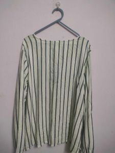 Striped V-Neck Long Sleeve Top