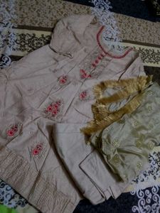 Beige Embroidered Farsi Salwar Kameez