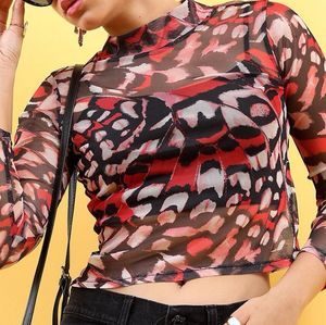 Tokyo Talkies Women Red Regular Printed Tops