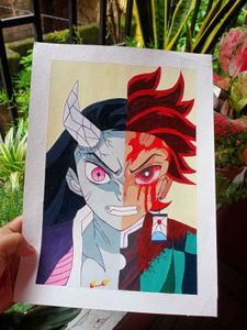 Tanjiro And Nezuko Acrylic Painting