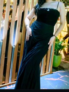 Elegant Black Velvet Top Dress💥