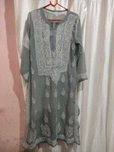 Grey Chikankari Kurta