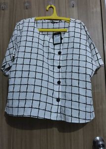White Checkered Top
