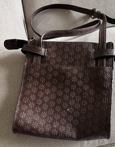 Textured Leathered Structured Sling Bag