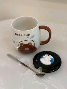 Bear Cub Mug with Lid and Spoon